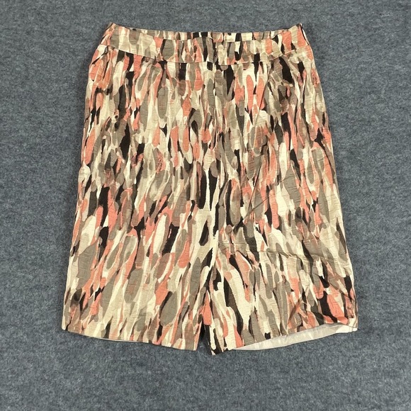 Ann Taylor Skirt Womens 4 Beige Zip Up Lined Cotton Abstract Art Straight Career - Picture 9 of 11